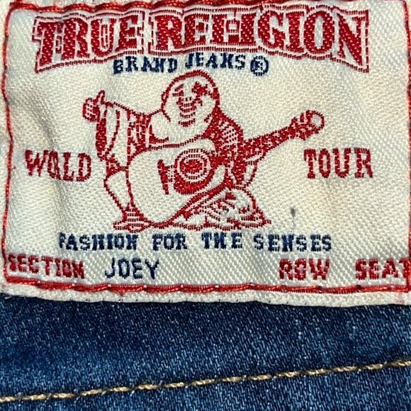 TRUE RELIGION JOEY TWISTED LEG LOW RISE BELL BOTTOm JEANS - MADE IN USA -27 TALL - Picture 9 of 16